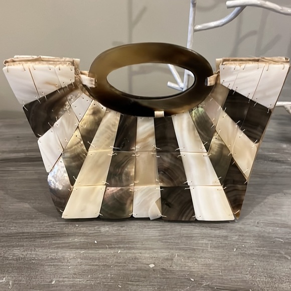 Mad By Design Mother of Pearl Tile Handcrafted Purse Vintage - Picture 1 of 14
